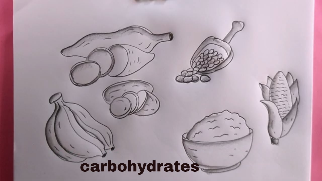 how to draw carbohydrate food step by step
