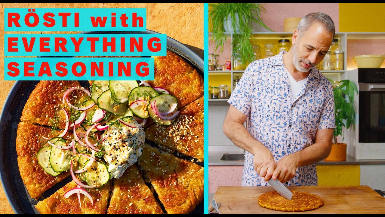 Rösti with cream cheese, dill pickle and everything seasoning | Ottolenghi Test Kitchen