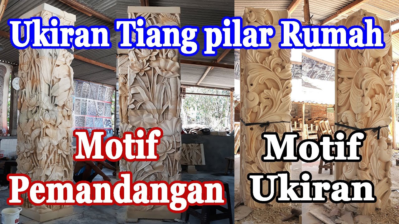 pengerjaan 2 motif pilar kotak motif pemandangan dan ukiran jawa (klasik)