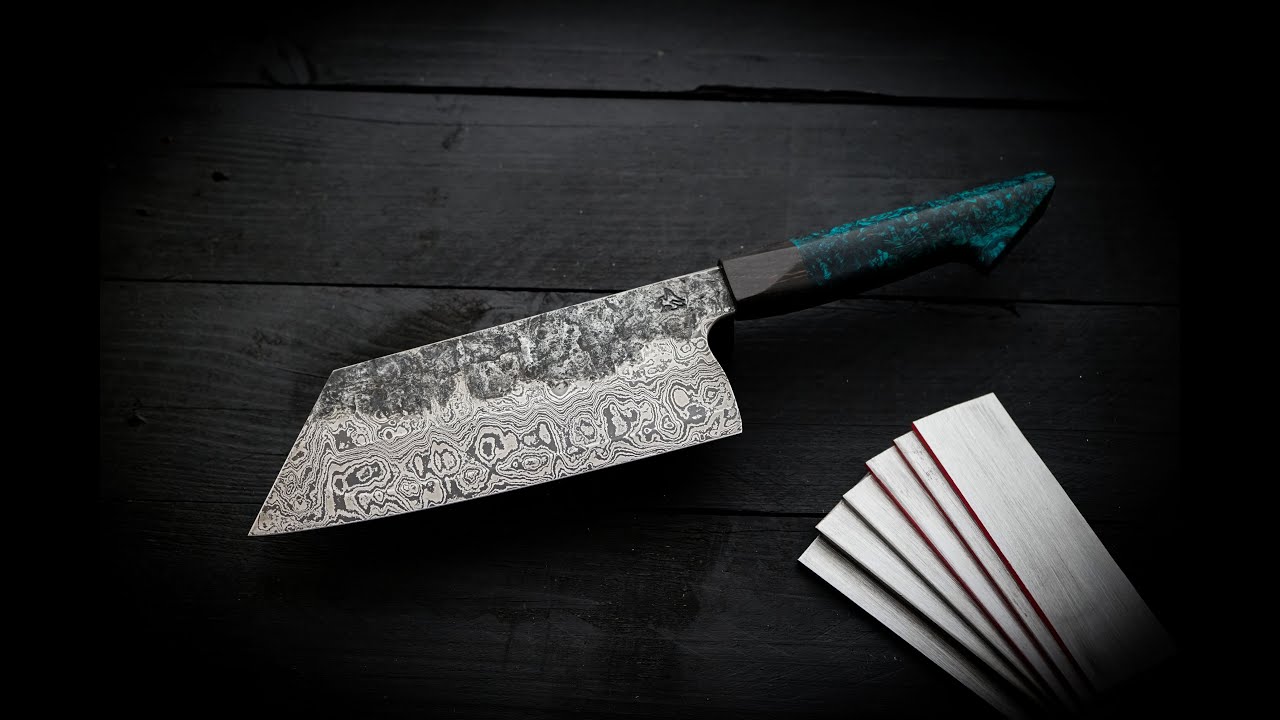 Forging a Damascus steel bunka knife