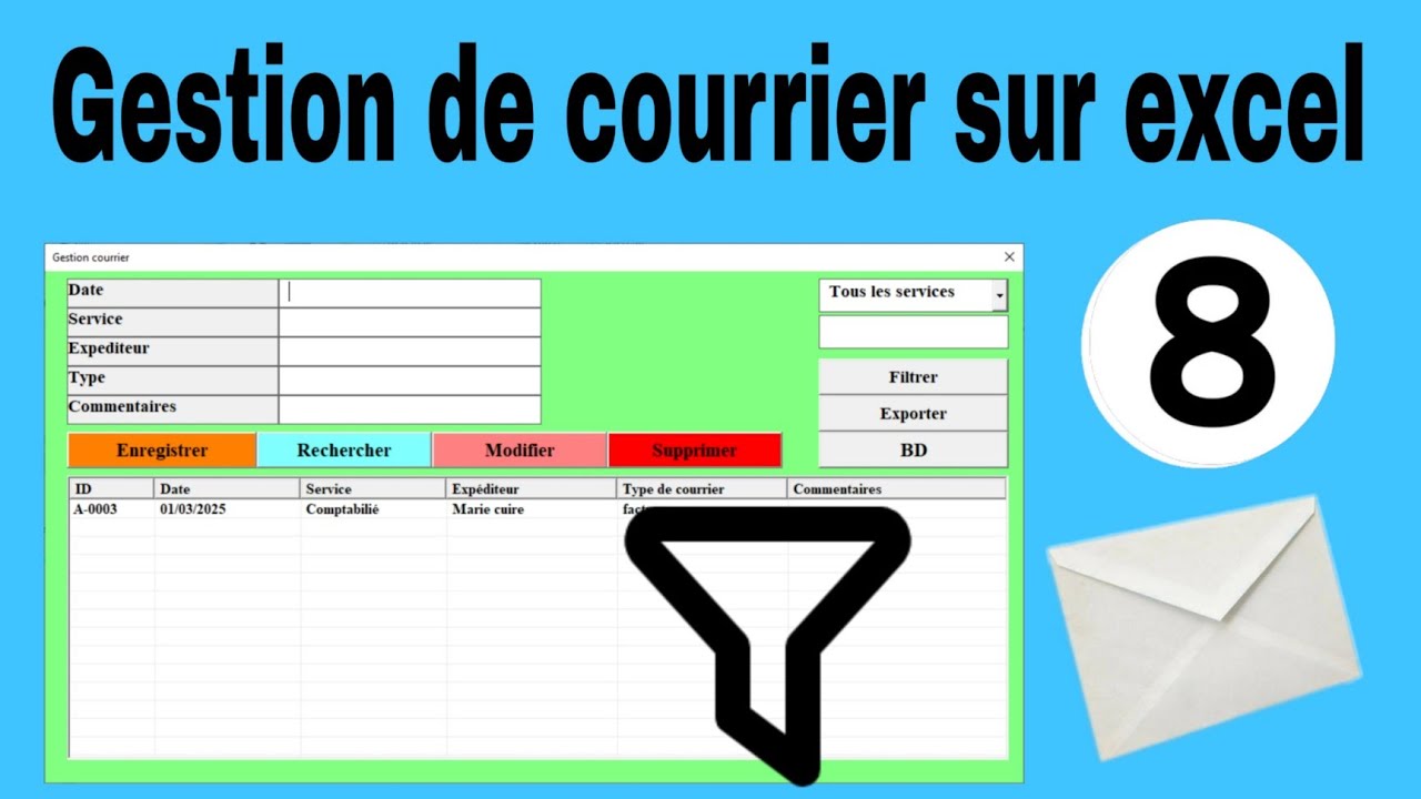 Créer une application de gestion des courriers avec Excel | registre du courrier avec excel