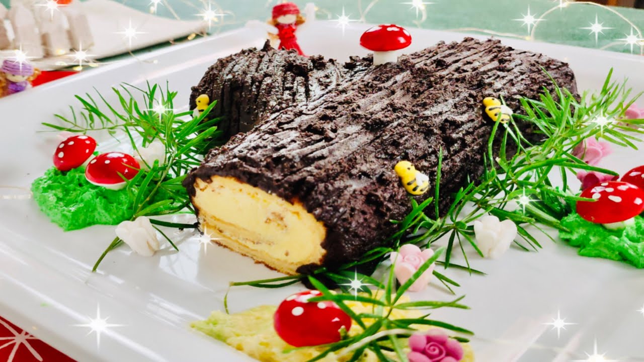 LOG CAKE | Deryksblocks | Bûche de Noël cake | Yule log cake |