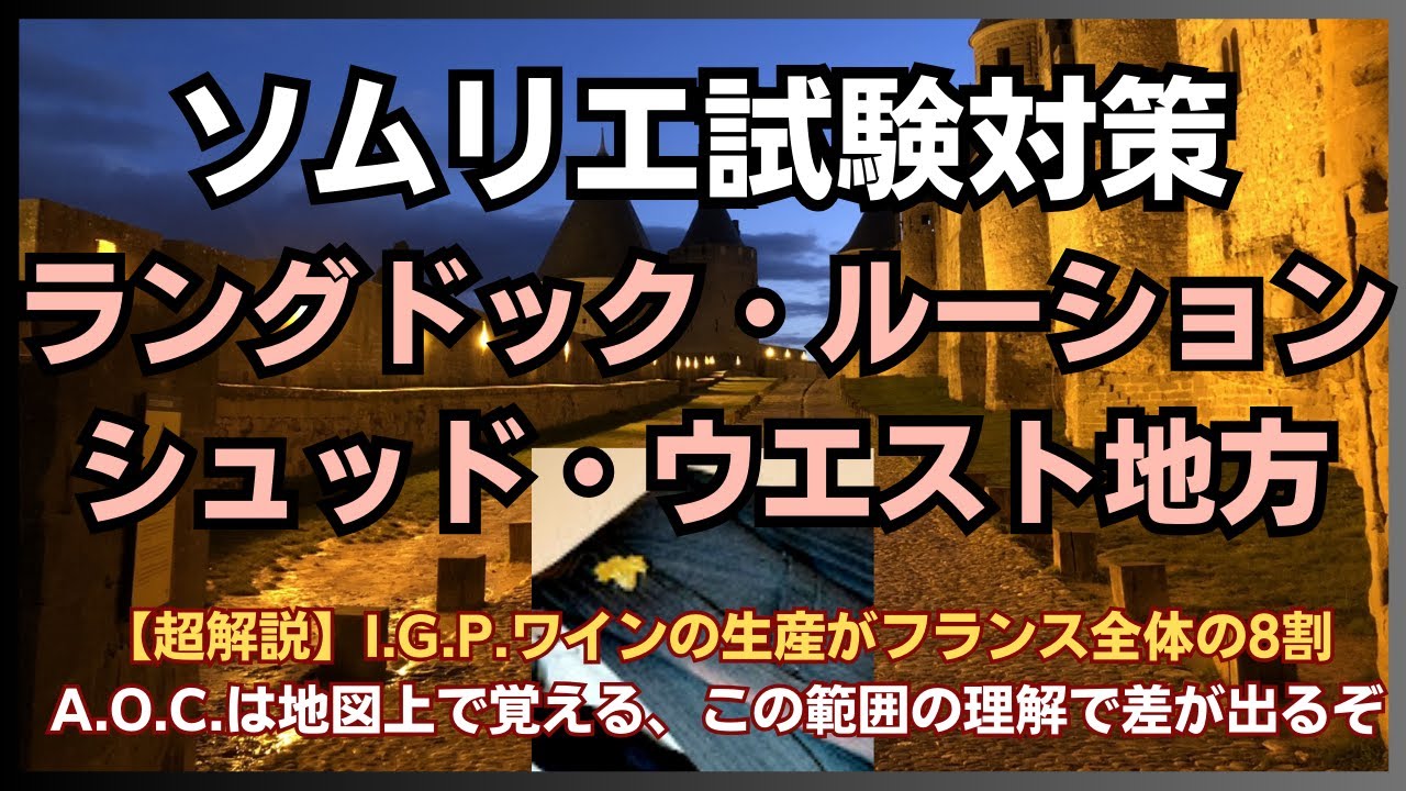#17【2024年】ラングドック・ルーション地方／シュッド・ウエスト地方　ソムリエ試験対策　フランス　(ワインソムリエ・ワインエキスパート　独学)