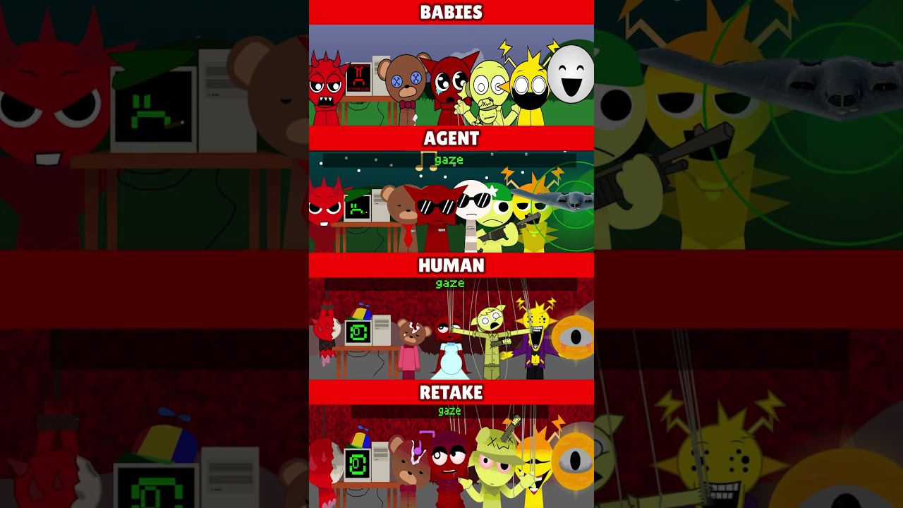 Incredibox Sprunki Retake Babies VS Agent VS Human VS Retake *MIX HORROR VERSION*