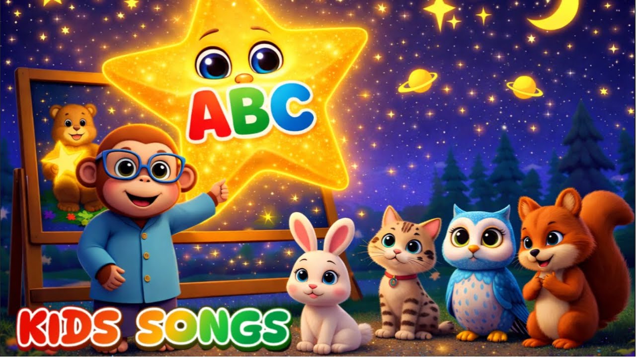 🦧⭐️📔ABC Monkey Teacher under the Starlight 🌟🌙🎵✨ Kids Songs - Fun and Learning