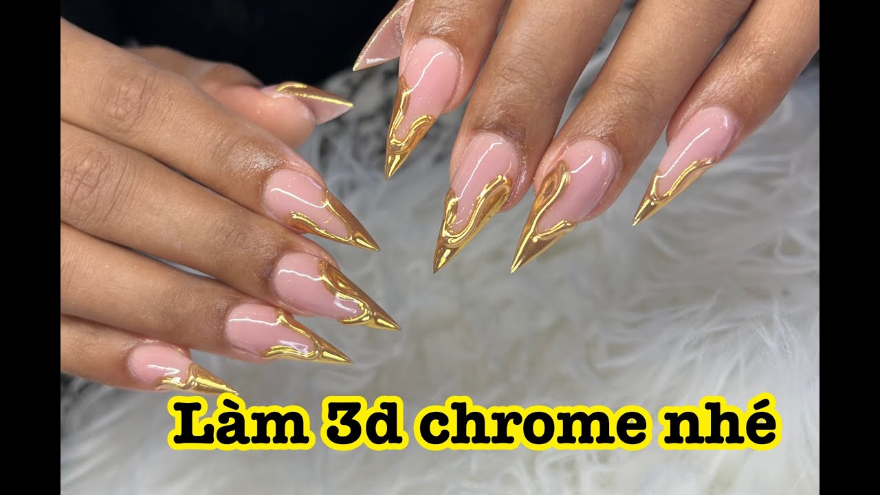 Làm 3D chrome cho bạn nào chưa biết | Nail art designs 2023 | nail tutorial #nails4.0