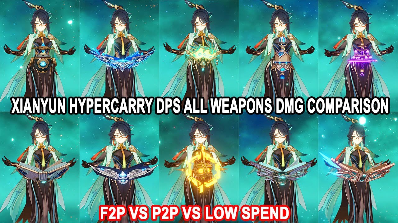 Xianyun HyperCarry DPS All Weapons DMG Comparison | F2P vs P2P vs Low Spend