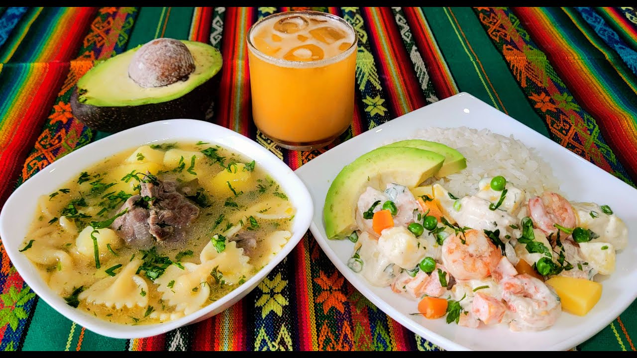 ‼️ALMUERZO COMPLETO🇪🇨, SOPA DE CARNE CON FIDEO, ENSALADA DE CAMARÓN, JUGO DE TOMATE DE ÁRBOL❤️❤️
