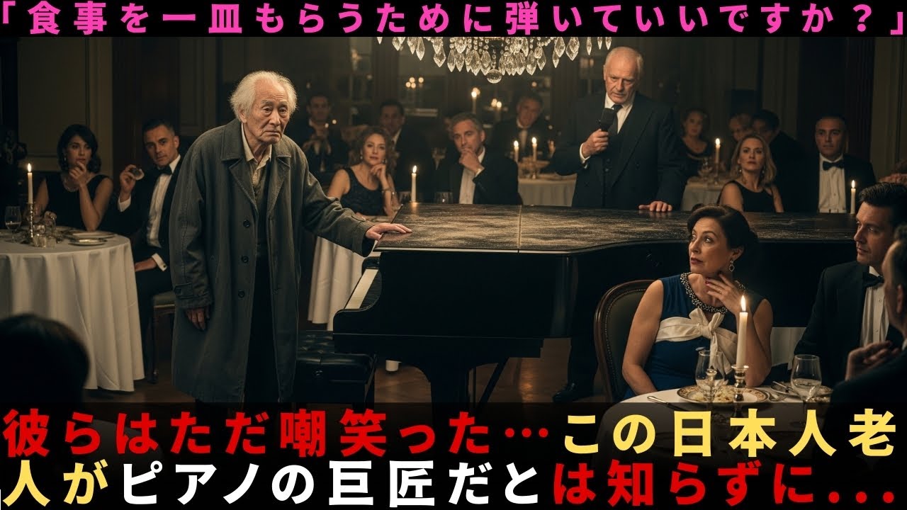 「食事一皿と交換に演奏してもいいですか？」— 彼らはただ嘲笑うだけだった… この日本人おじいさんがピアニストの達人だとは知らずに…