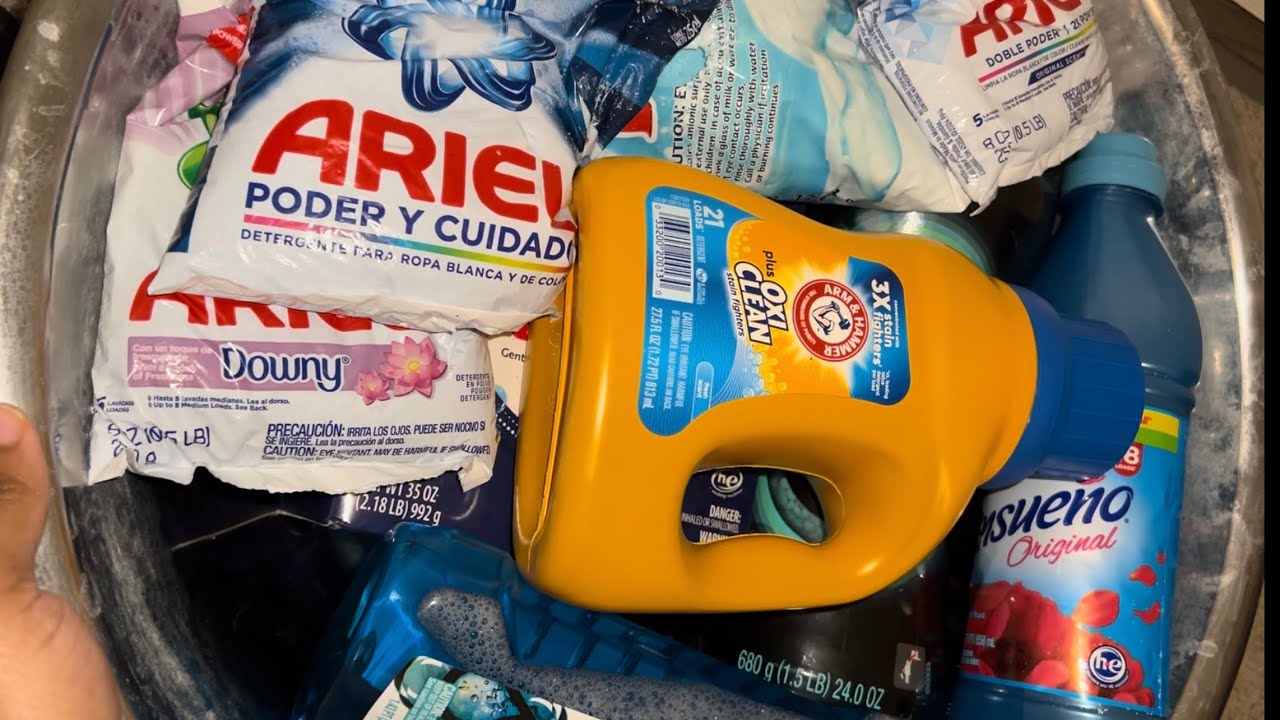Asmr Laundry Overload Paste 💙 #asmr #cleantok ariel foca arm & hammer + MC