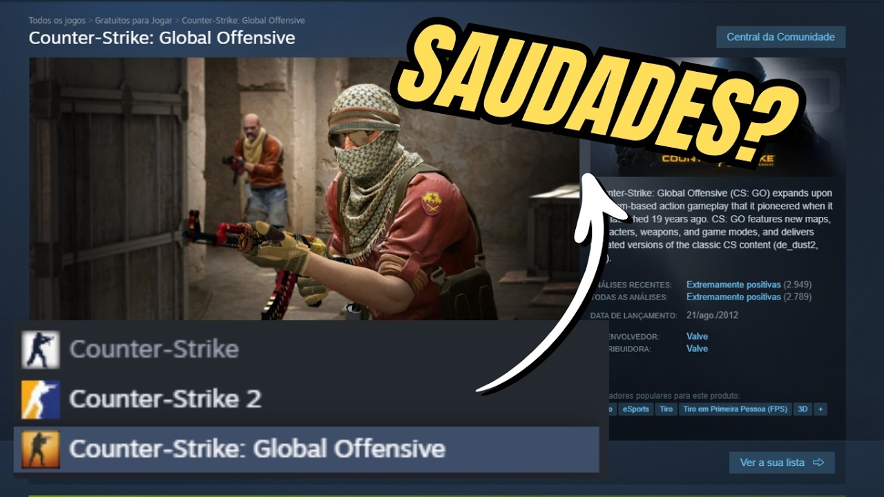 É oficial: Valve LIBEROU o CS:GO como GAME SEPARADO do CS2 na Steam. O que SIGNIFICA isso?