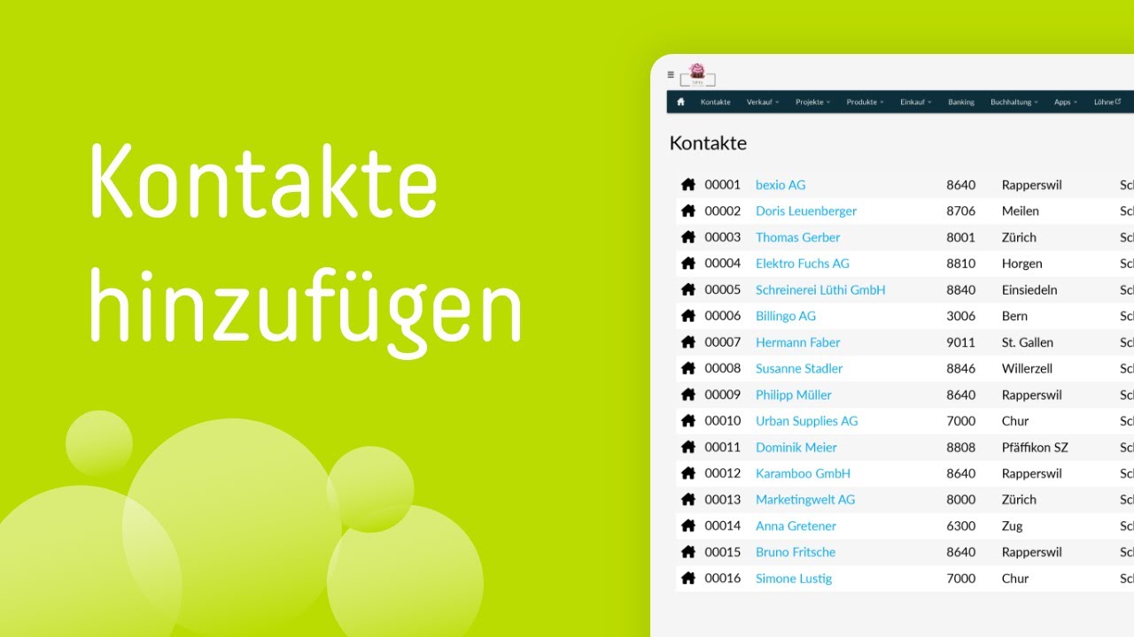 Kontakte hinzufügen | bexio Einführung