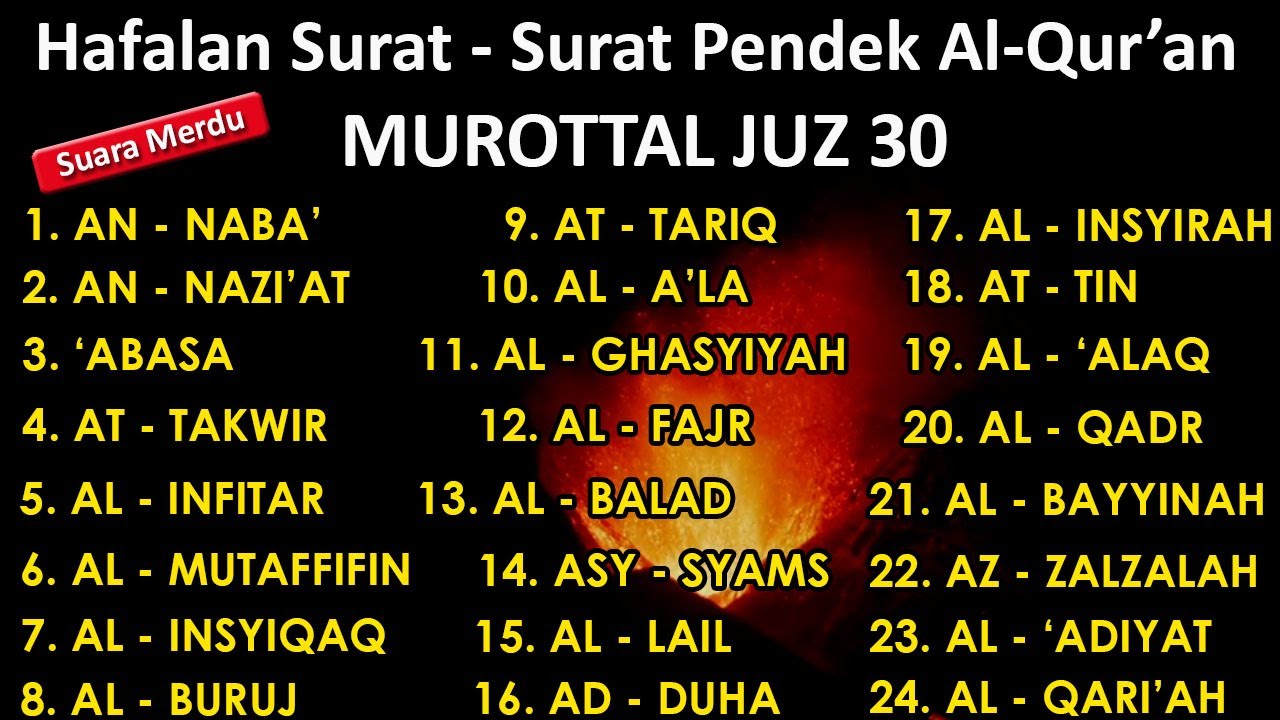 Surat surat pendek Al Qur'an untuk bacaan sholat | murottal juz 30 surah an naba - al qariah