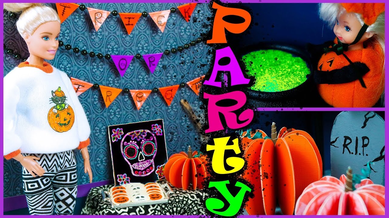 DIY: How To Make Halloween Doll Party Room | Barbie Halloween | Doll Craft | Doll Room | Doll size