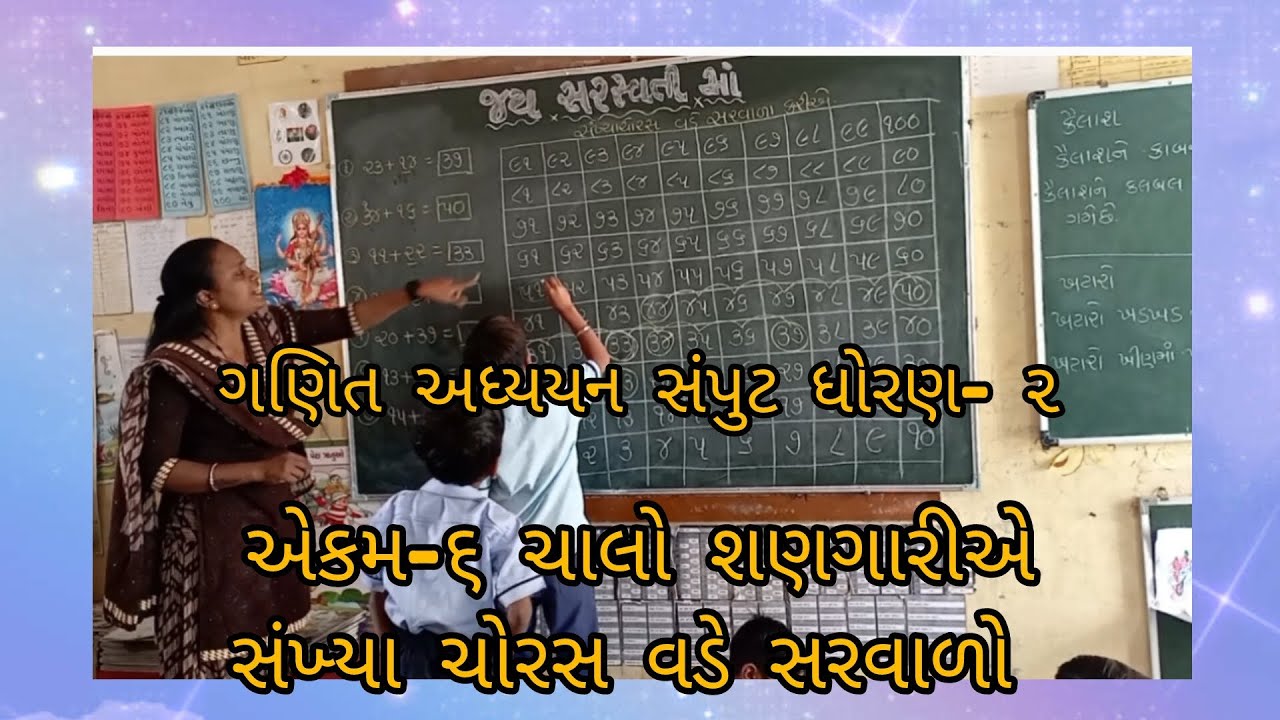 ગણિત અધ્યયન સંપુટ ધોરણ- ૨ એકમ-૬ ચાલો શણગારીએ, સંખ્યા ચોરસ વડે સરવાળો #schoollife_gaman 