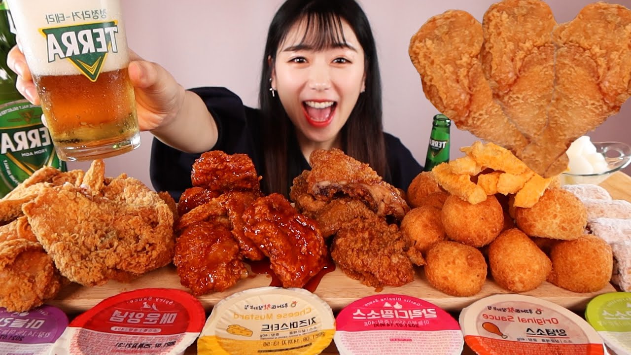 치킨에 맥주🍻 먹방 :) 후라이드참잘하는집 Spicy chicken fried chicken Korean chicken beer Mukbang