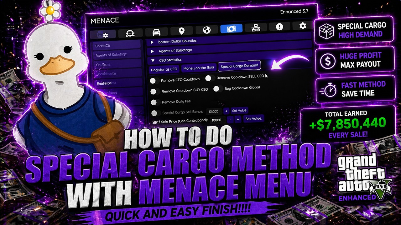 HOW TO DO SPECIAL CARGO METHOD WITH MENACE MENU, QUICK AND EASY FINISH!!!!