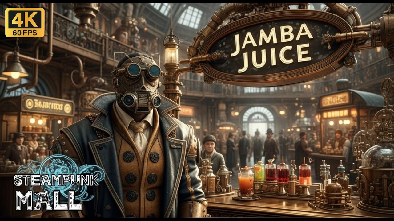 Steampunk Mall: Futuristic Sci-Fi Fashion Mall, AI Art, 4K