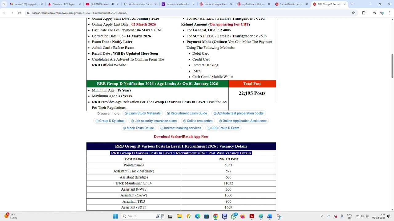 Railway Group-D Job Requirement 