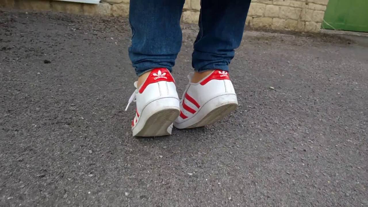 Last sockless day in her Adidas Superstars