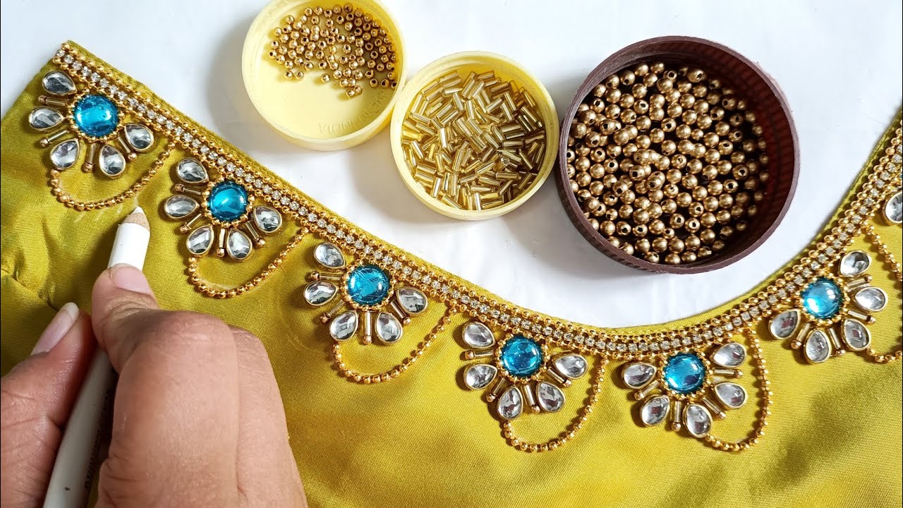 Simple And Trendy Aariwork Blouse Back Neck Design|Embroidery Design|Maggamwork Blouse Design|Aari 