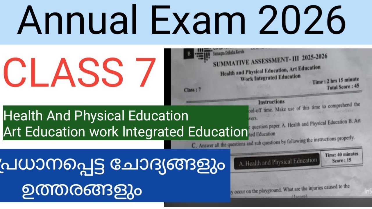 Class 7 Art Health physical and work integrated Question paper with answers#class7