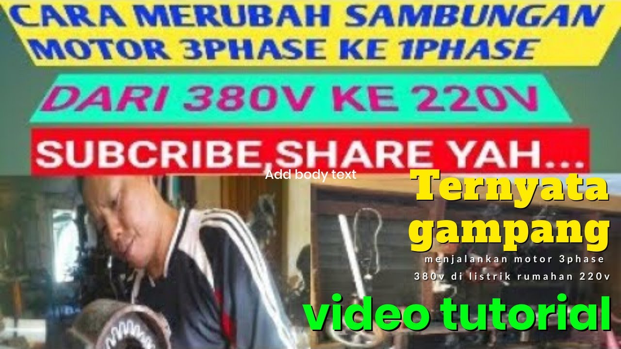 Merubah motor 3phase 380v ke 1phase 220v