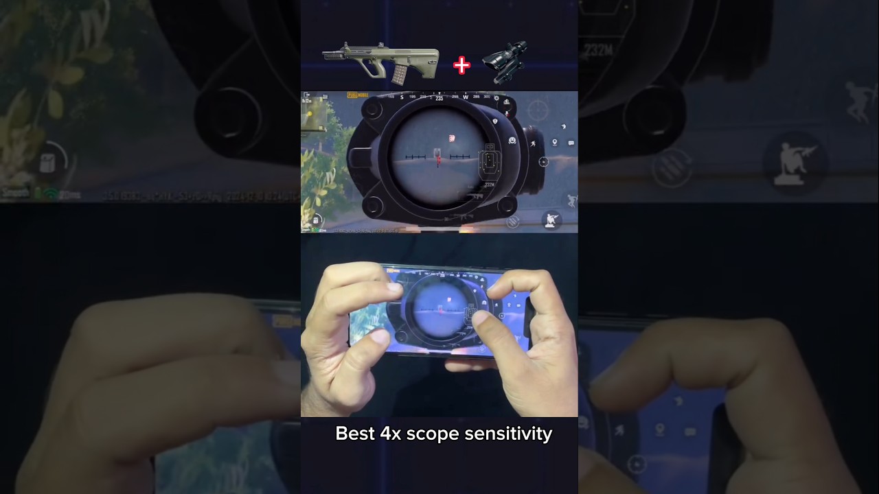 Best AUG 4x Zero Recoil Sensitivity | 4X No Recoil Spray #shorts  #pubg #bgmi #sensitivity #handcam