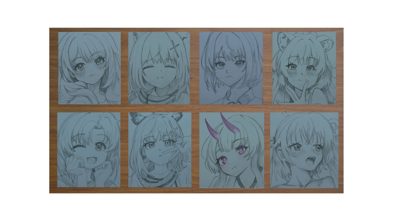 8 cute Anime Drawing ideas | how to Draw anime Girls