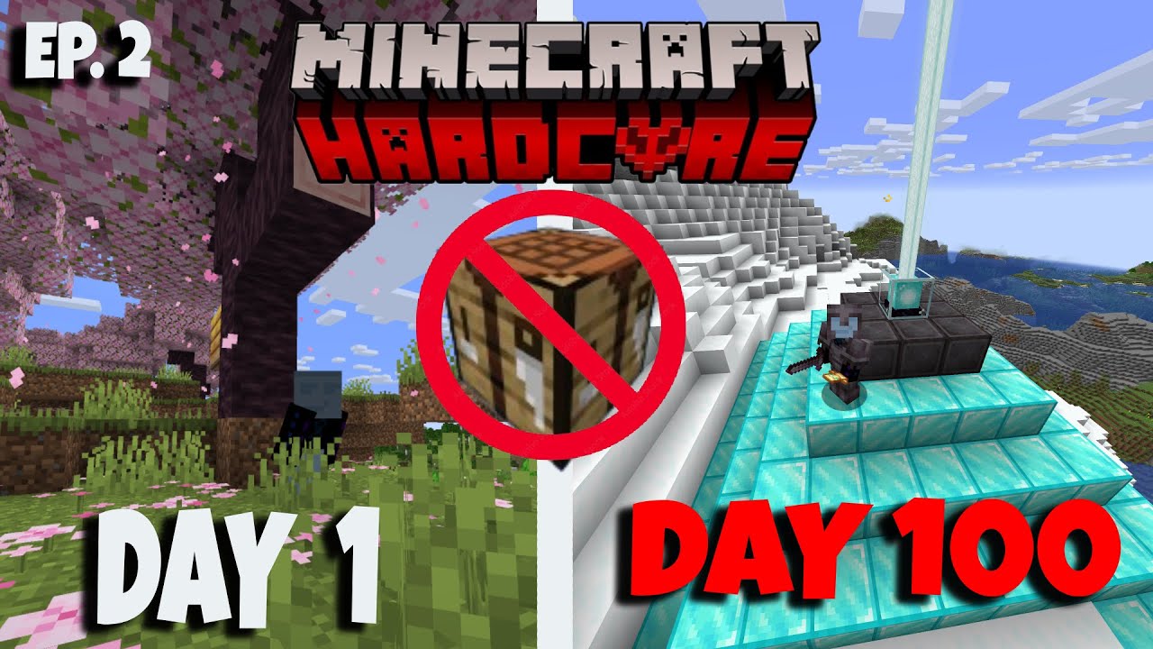 I Survived 100 Days in Minecraft Hardcore with no Crafting Table! EP. 2
