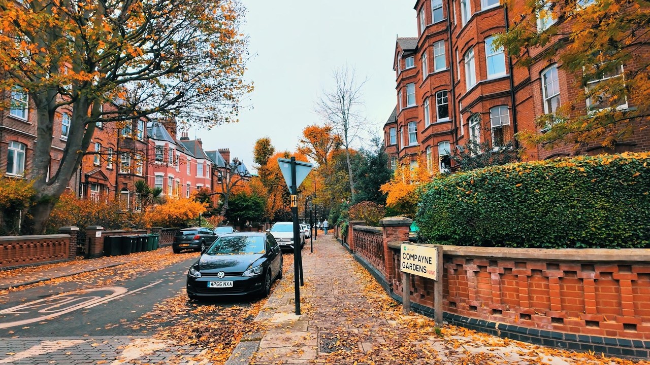 London Autumn Walk 🍁 South Hampstead to Kilburn 4K
