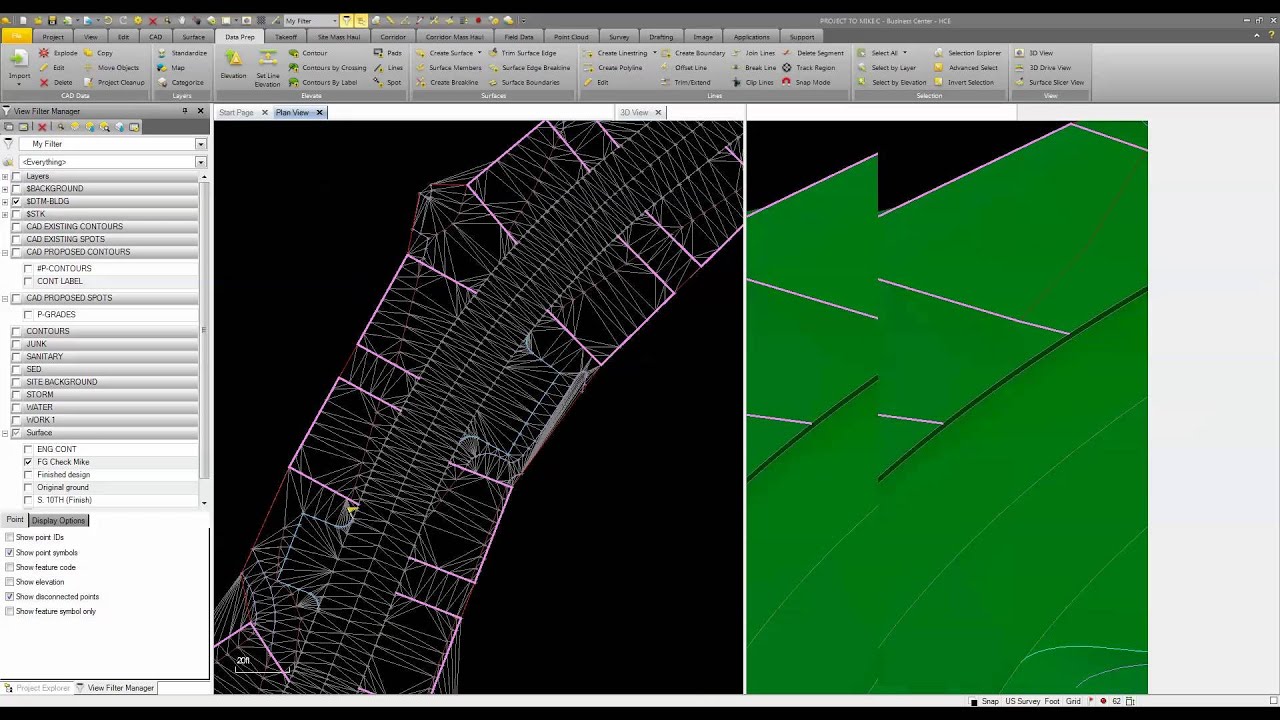 Trimble Business Center - HCE: Adjust Intersecting Linestrings