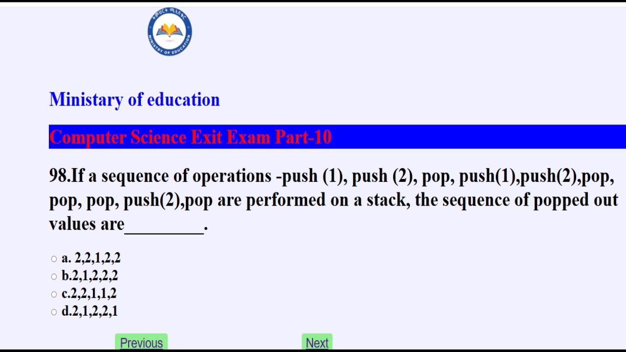 Computer science exit exam part -10
