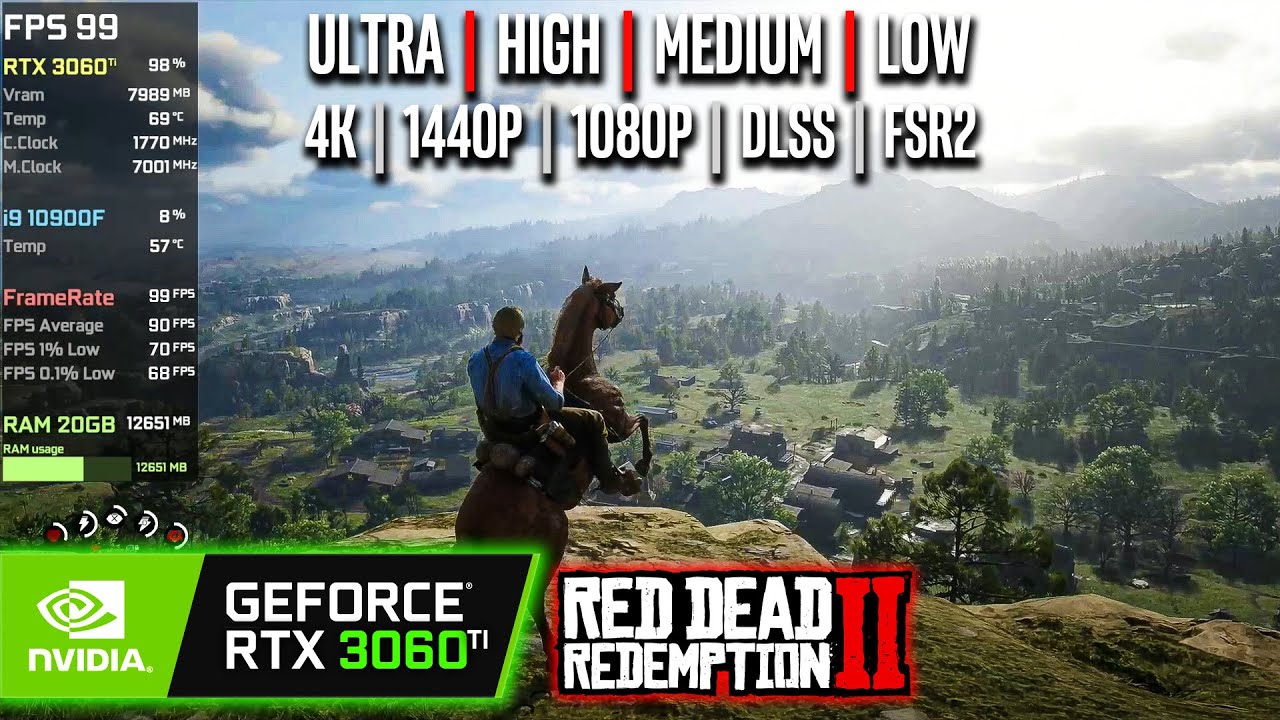 RTX 3060 Ti | Red Dead Redemption 2 - 4K, 1440p, 1080p, DLSS, FSR2 - Ultra, High, Med, Low