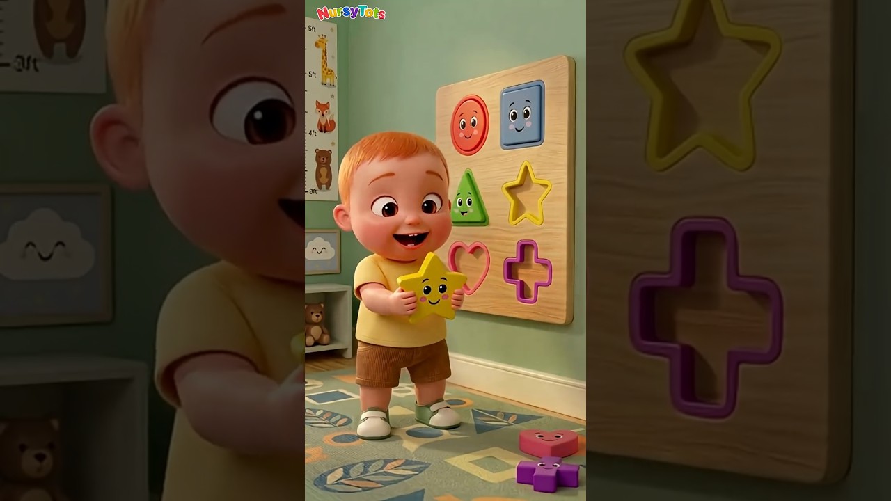 Learn Shapes for Kids 🔴 Educational Wooden Puzzle | NursyTots #toddlerlearning #shorts #baby