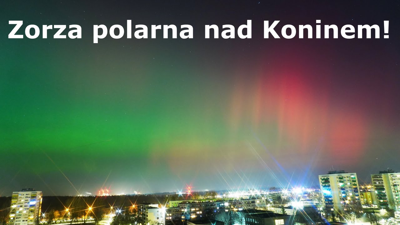 Zorza polarna nad Koninem! (19.01.2026) Czerwona łuna doszła aż do zenitu. Cuda na niebie!