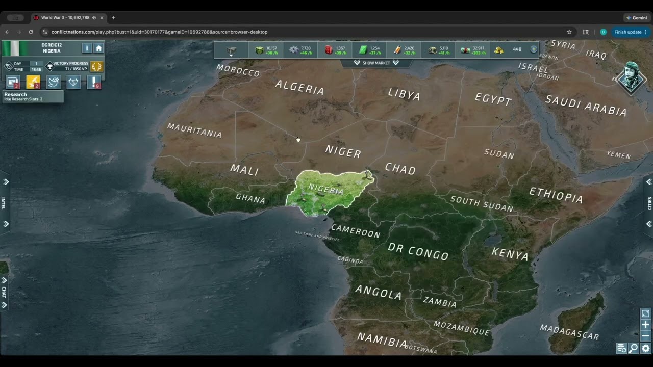 Random Nation Challenge - Nigeria Day 1 | Conflict of Nations 4x Speed