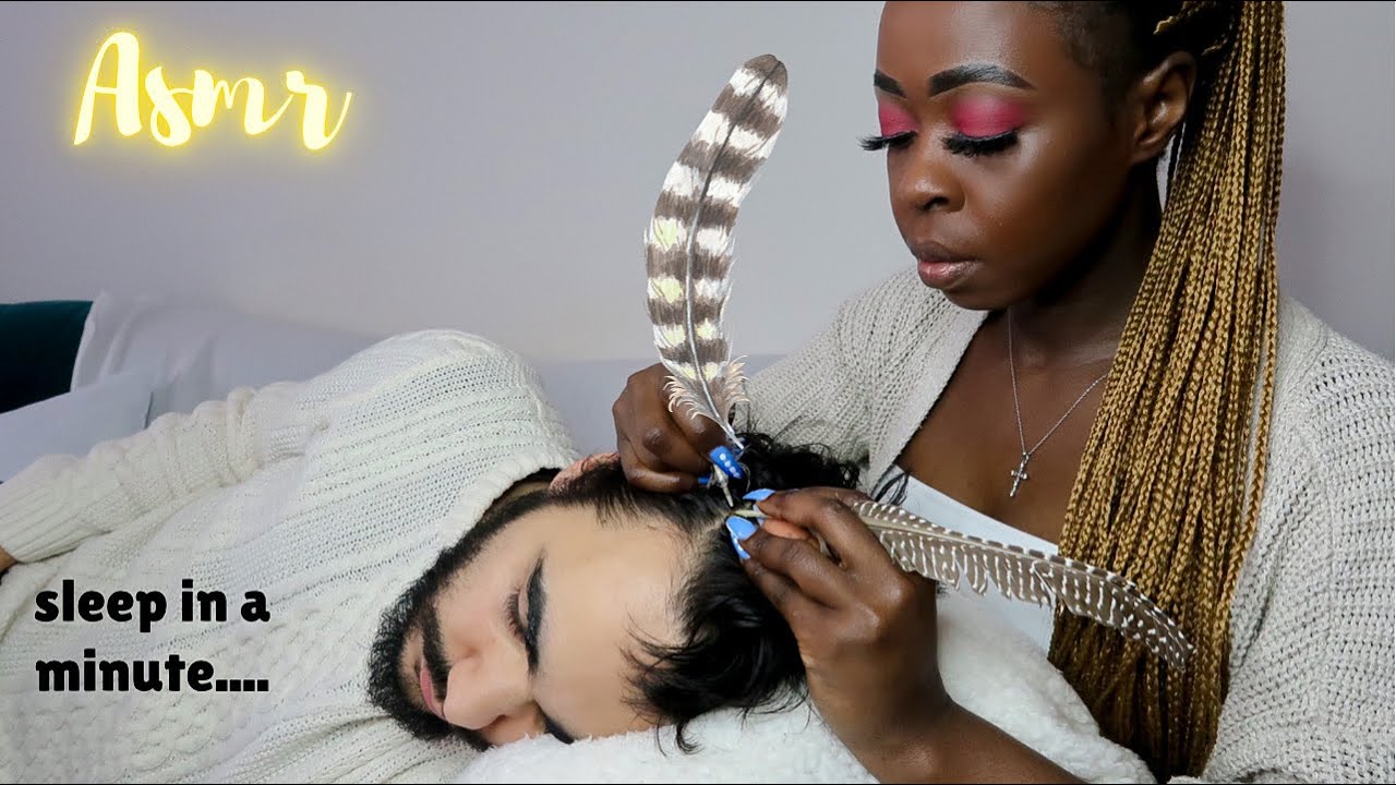{ASMR} Scalp Check & Treatment with a feather 🪶 ~ Scratching & blowing sounds.
