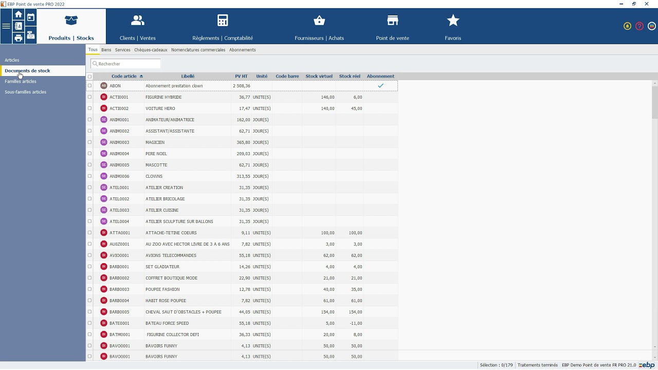 TUTO - Présentation du menu Produits / Stocks dans EBP Point de Vente (V21 et sup.)