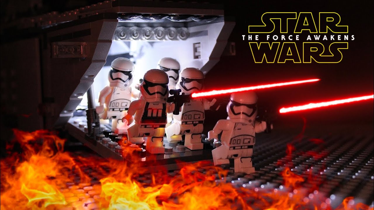 Lego Star Wars the Force Awakens Attack on Jakku Tuanul village scene Stop motion animation.