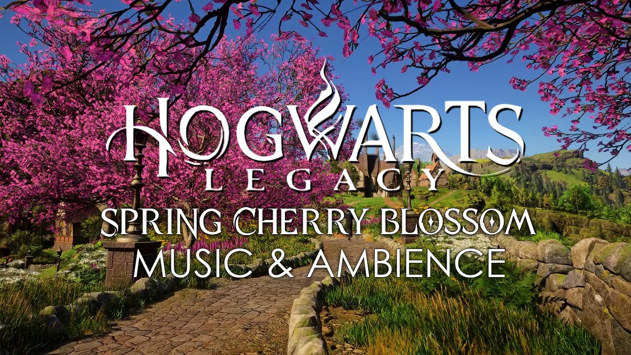 Hogwarts Legacy - Spring Cherry Blossom at Hogwarts- Calming Harry Potter Music & Cozy Fall Ambience