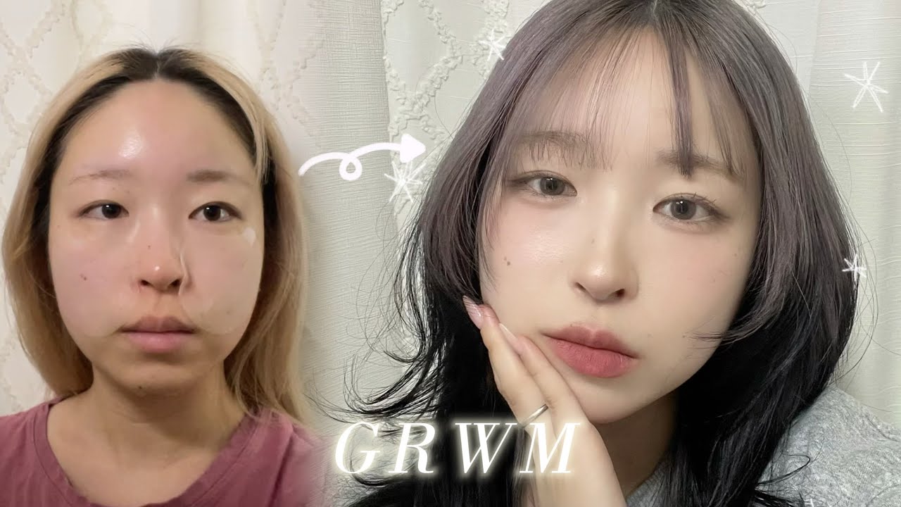 【GRWM】美容院に行く日💇‍♀️🪽金髪にも黒髪にも似合うメイク｜korean makeup💗｜奥二重｜속쌍꺼풀