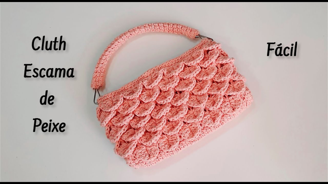 BOLSA DE CROCHÊ CLUTH PONTO ESCAMA DE PEIXE