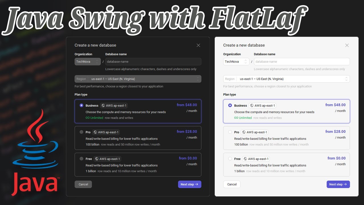 Java Swing with FlatLaf - Design UI Database Plan