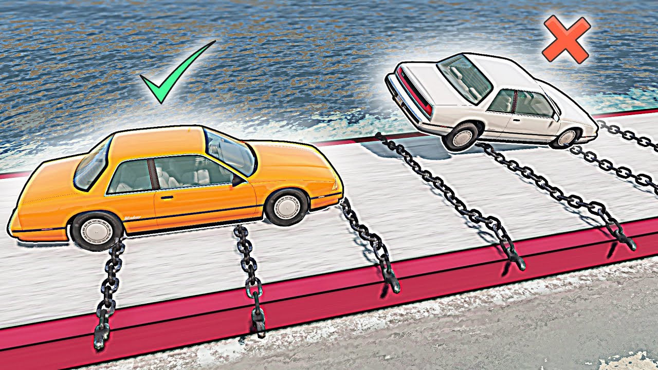 can chains on the road stop a vehicle in beamNG drive