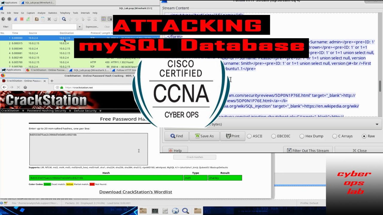 CCNA CYBERSECURITY OPERATIONS LAB | Attacking a mySQL Database