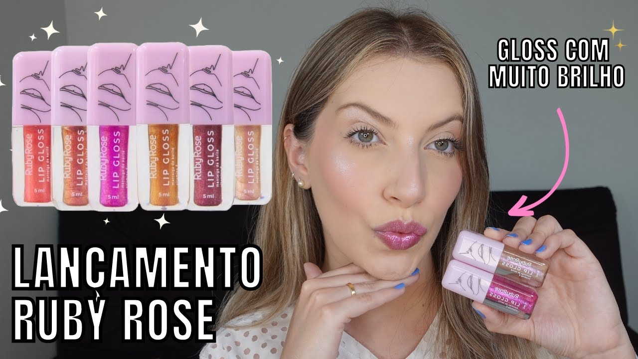 NOVO LIP GLOSS GLITTER RUBY ROSE | BRILHA MUITO ✨✨