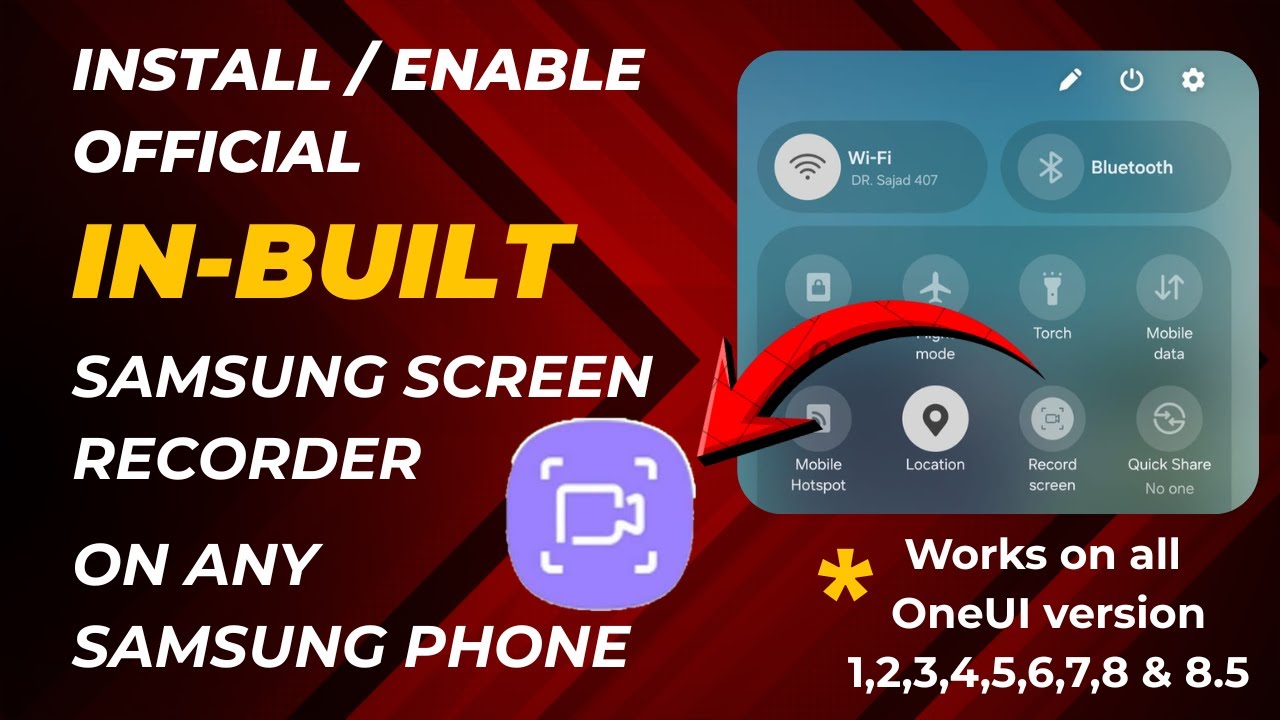 Install or Enable Official IN-BUILT Samsung Screen Recorder on any Samsung Phone on any Android.