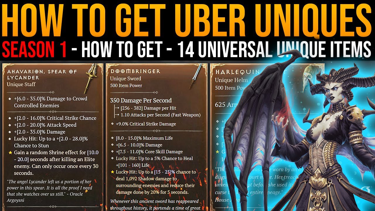 Diablo 4: How To Get UBER UNIQUES - Target Farms - 14 Universal Uniques - Ultra Rare Uniques Guide