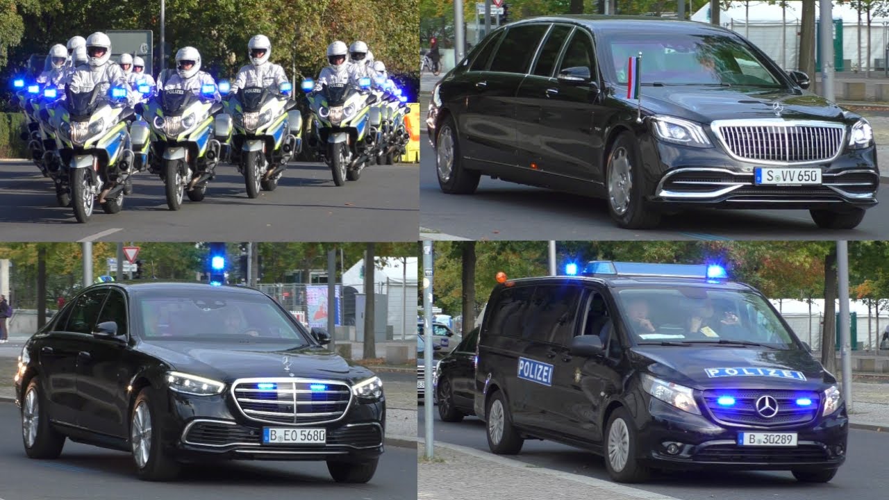 VIP Eskorten - BVHu + LKA 6 im Einsatz ► Italiens Staatspräsident Sergio Mattarella in Berlin│